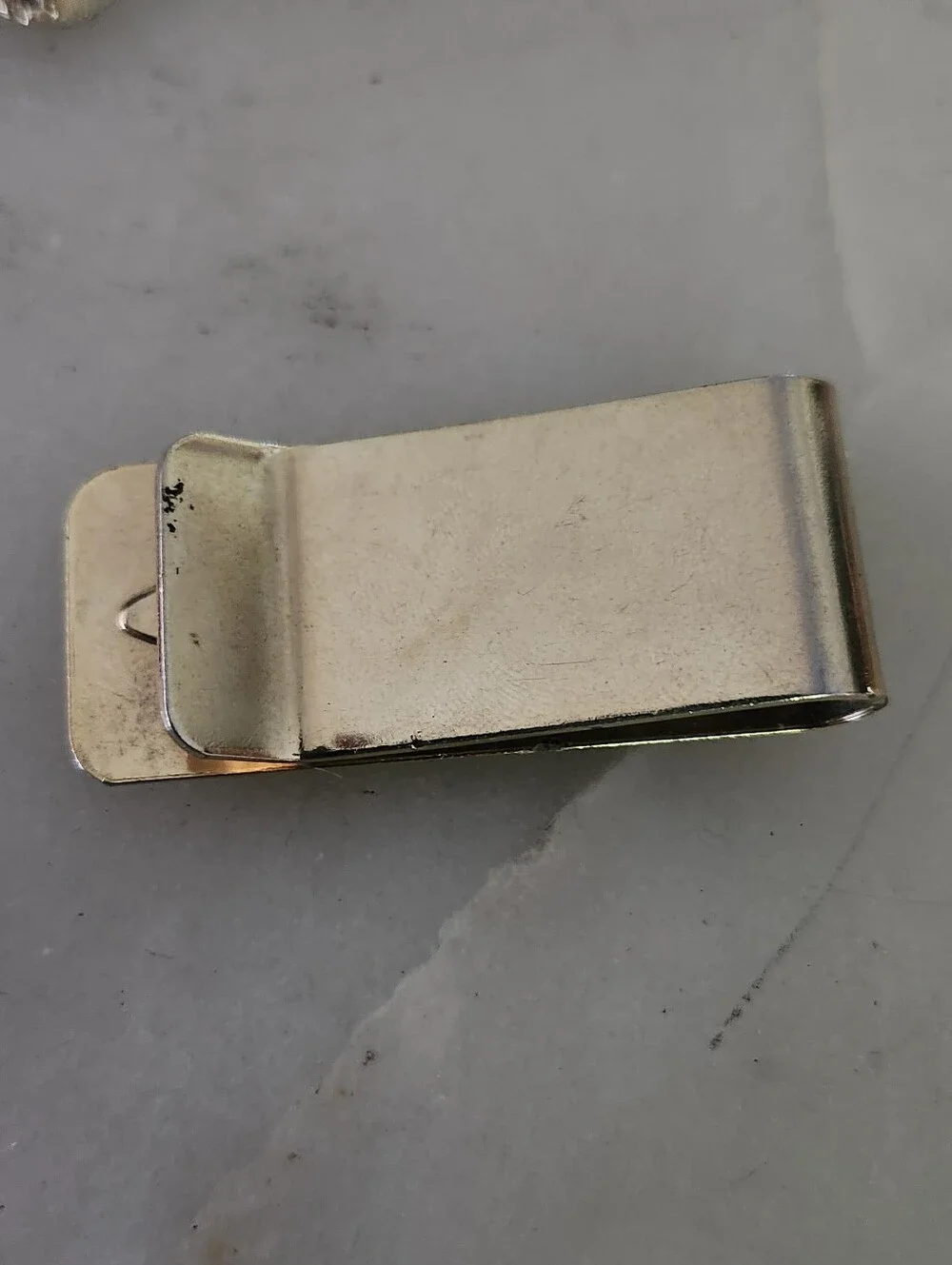 Vtg Gold-Tone Money Clip with Black Inlay and Crystal Accent